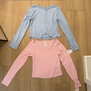 Auden Sleepwear Long Sleeves Set of 2 Pink and Blue
